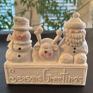 Festive White Holiday Figurine - Snowman, Reindeer, Santa